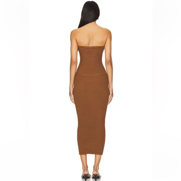 NWT All The Ways Gracie Maxi Skirt Set Dark Camel brown knit top Revolve XS - Picture 3 of 8